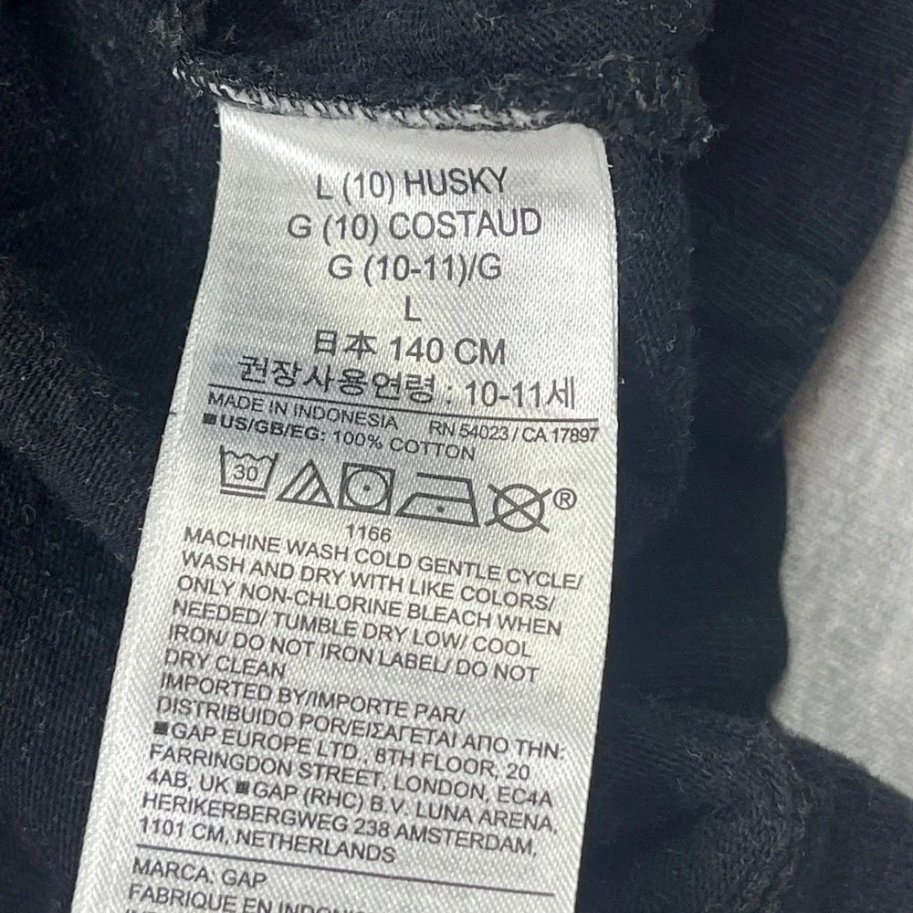 Gap T-Shirt Kids L (10) Husky Long Sleeve Black Slub Pocket EUC